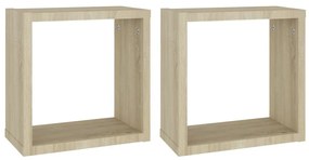 2 db sonoma tölgy színű fali kockapolc 30 x 15 x 30 cm