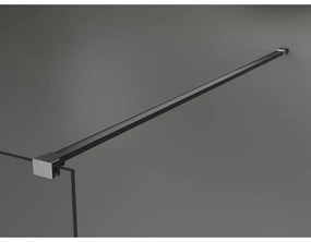 Mexen Kioto+, Walk-In zuhany paraván polccal és akasztóval 120 x 200 cm, 8 mm átlátszó üveg fekete mintás, grafit profil, 800-120-121-66-78