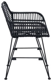 Étkezőszék 2 pcs Fekete 55 x 50 x 74 cm Rattan és Vas