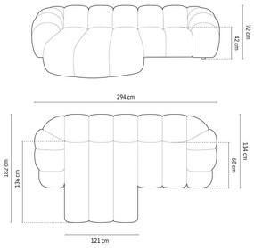Világoszöld sarokkanapé (bal oldali) Diana – Micadoni