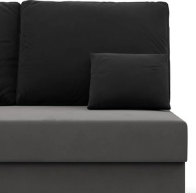 Deli sarokkanapé, 2 ágyneműtartóval, szövet anyag, univerzális oldal, bonell töltet, szürke - fekete