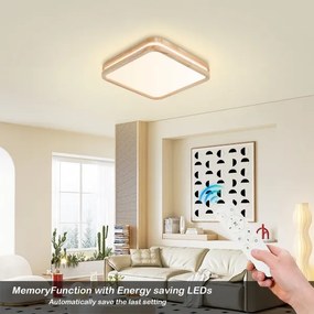 Brilagi - Dimmelhető MOLINA SQUARE LED/48W/230V lámpatest, tölgy, 40x40 cm + távirányító
