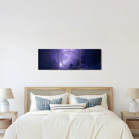 Kép - lila égbolt és villám (órával) (90x30 cm)
