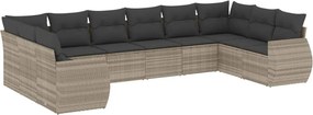 vidaXL 10 részes világosszürke polyrattan kerti ülőgarnitúra párnákkal
