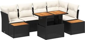 vidaXL Kerti Kanapé Szett tárolóval 10 pcs Fekete Poli rattan