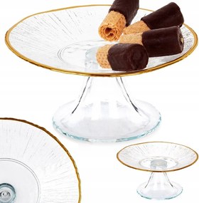 Patera Arany Üveg Torta Lábak Sütemény Desszertek Snack Tálca 15,5 cm