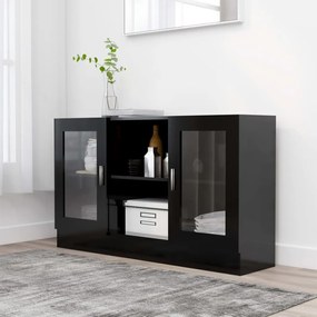 fekete szerelt fa vitrinszekrény 120 x 30,5 x 70 cm