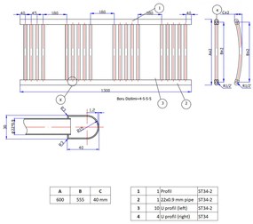 Fekete 600x1300mm törölközőszárítós fürdőszobai radiátor Welland Lux | Készletről | Gyors kiszállítással