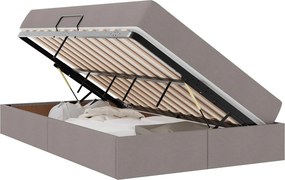 vidaXL Ágy tárolóval és matraccal Tópszínű 120 x 200 cm Poliészter