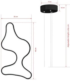 ARTISAN LED csillár kábelen, 36W, 230V, 4000K, fekete
