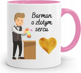 Rózsaszín Bögre Arany Szívű Csaposnak Ajándék fényképes nyomattal