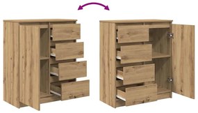 kézműves tölgy szerelt fa tálalószekrény fiókos 71x35x84 cm