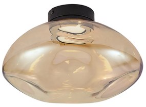 Design mennyezeti lámpa fekete borostyánsárga üveggel - Gemma