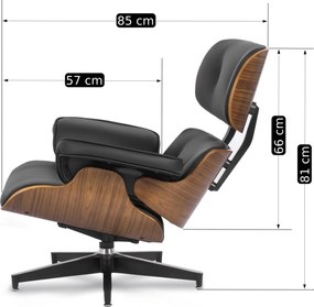 Pihenőfotel lábtartóval fekete műbőr – PALERMO