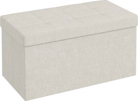 HOMCOM Tároló Puff - 76 x 38 x 38 cm, 84L, Hajtható, Ágy Vége, Lábpihenő, Fedéllel, Előszobába, Nappaliba, Párnázott Linóleum, Krém | Aosom
