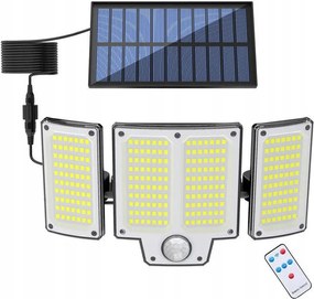 Napelemes Lámpa Halogén Szürkületi Mozgásérzékelő 280 Led Kerti Garázs