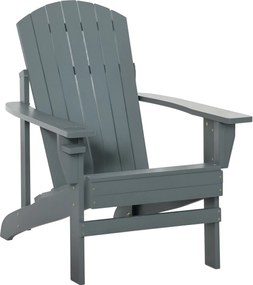 Outsunny Adirondack Kerti Szék Pohártartóval Kerti Függőágy Erkély Szék Szilárd Fa Sötétszürke 97 x 72.5 x 93 cm | Aosom