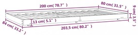 mézbarna tömör fenyőfa ágykeret 80 x 200 cm