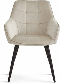 Étkezőfotel VARSI VELVET fekete lábakkal, bézs