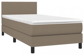 tópszínű szövet rugós és LED-es ágy matraccal 90x200 cm