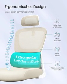 Irodai szék, ergonomikus forgó szék, légáteresztő, homokbézs