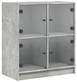 betonszürke kisszekrény üvegajtókkal 68 x 37 x 75,5 cm