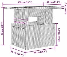 Kerti Kanapé Szett 10 pcs Barna 100 x 55 x 73 cm Poli rattan