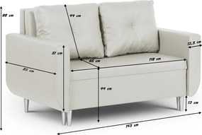 ROT Kétszemélyes kinyitható kanapé Szürke