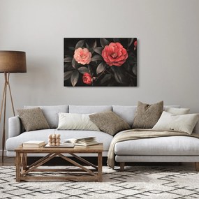 Kép - Vörös virágok sötét háttér előtt (90x60 cm)