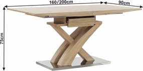 Étkezőasztal, tölgy, 160-200x90 cm, BONET NEW TIP 2