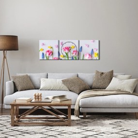 Tavaszi virágok képe (órával) (90x30 cm)