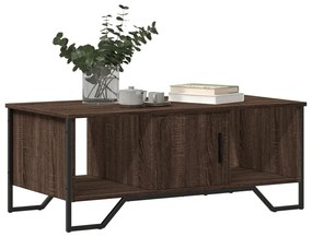 Barna tölgyszínű szerelt fa dohányzóasztal 100 x 51 x 40 cm