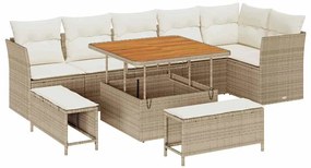 vidaXL Kerti Kanapé Szett párnával tárolóval 9 pcs bézs és krémszínű