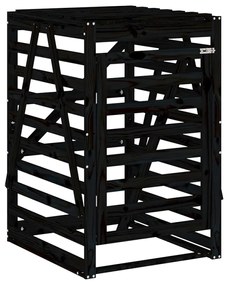 fekete tömör fenyőfa szemeteskuka tároló 84x90x128,5 cm