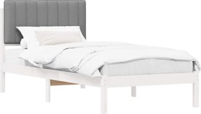 vidaXL Ágykeret Kárpitozott Fejtámlával Világosszürke 90 x 190 cm