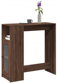 barna tölgy szerelt fa tárolórekeszes bárasztal 101x40x103,5 cm