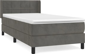 vidaXL sötétszürke bársony rugós ágy matraccal 90 x 200 cm