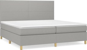 vidaXL világosszürke szövet rugós ágy matraccal 200 x 200 cm