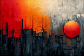 Kép - Absztrakt festmény a városról (90x60 cm)