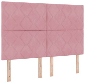 Gyémánt Blokkok Mintás Rózsaszín 140 cm Bársony fejtámla