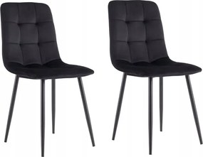 2DB-OS Szék Szett Velúr Kárpitozott Fekete