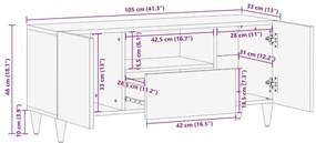 TV szekrény fiókkal Világosbarna 105 x 33 x 46 cm tömör mangófa