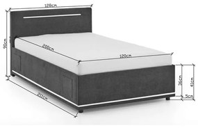 Sötétszürke kárpitozott ágyneműtartós gyerekágy ágyráccsal 120x200 cm Circle – Meise Möbel