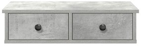 Falipolc fiókokkal betonszürke 60x25x15 cm műszaki fa