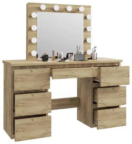 Fésülködőasztal  LED tükörrel Daniella tölgy craft