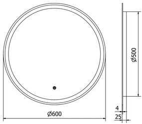 Mexen Gobi, LED kör alakú fürdoszobai tükör háttérvilágítással 60 cm, 6000K, páramentes, 9801-060-060-611-00