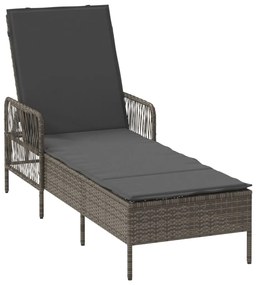Napozóágy Szürke és sötét szürke PE Rattan 157 x 55 x 92 cm