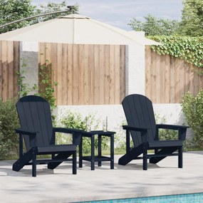 3 Részes Kerti Lounge Készlet Tengerészkék HDPE