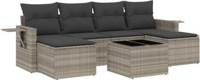 vidaXL 7 részes világosszürke polyrattan kerti ülőgarnitúra párnákkal