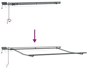Manuális behúzható napernyő LED világítással Narancs és Barna 300x250 cm